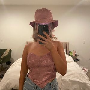 Pink corset with matching bucket hat